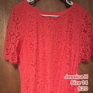 Elegant Coral Knee Length Lace Dress